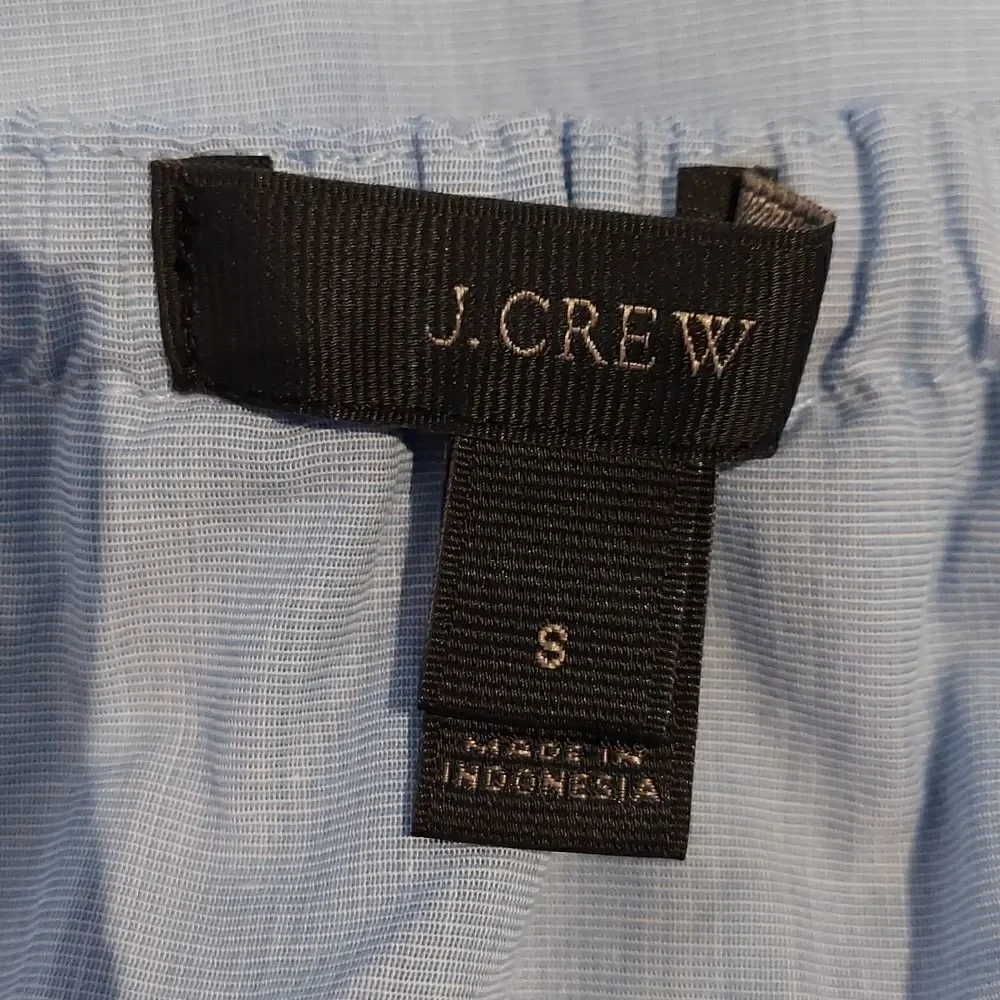 J. Crew Light Blue Chambray Ruffle Off Shoulder Dress Sz S